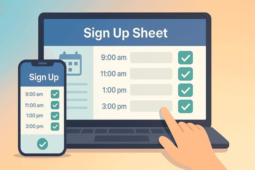 Digital sign-up sheet example